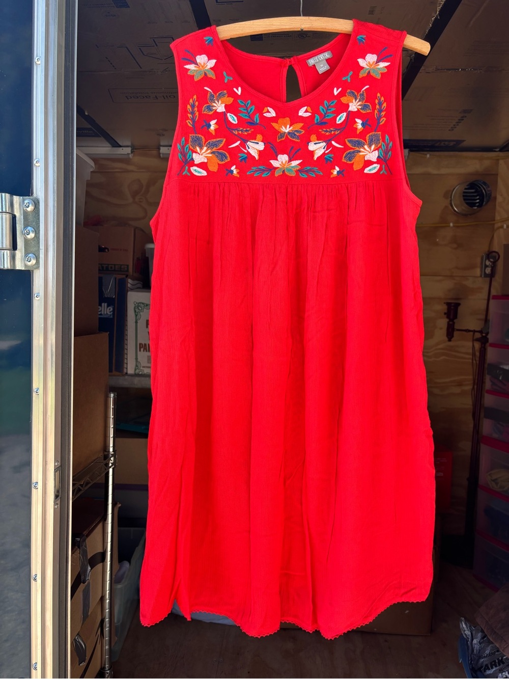 Falls Creek Red Sleeveless Embroidered Mini Dress